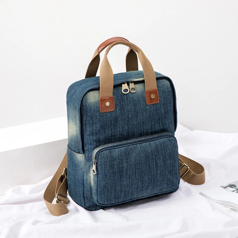 Denim female Backpack Big Capacity Fashion Style Cowboy Cotton Women Backpacks Travel Bags School bag Rucksac Computer bag 241230