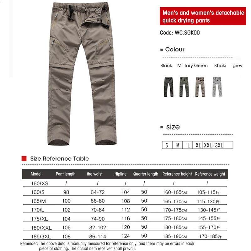 Summer mens tactical quick drying womens cargo waterproof climbing camping work pants detachable elastic shorts 241230