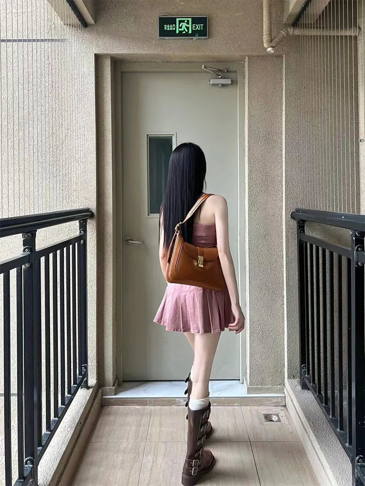 High Street Pink Kawaii Denim Dress Women Elegant Strapless Evening Party Frocks With Belt Sweet Prom Gown Korean France Vintage 240701