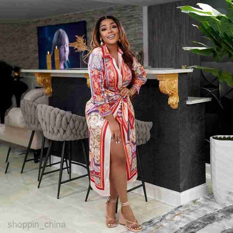 Basic Casual Dresses Women Spring New Style Women's Printed Long sleeved Shirt Dress