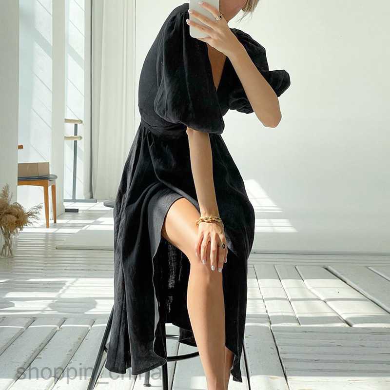 Basic Casual Dresses for Woman Summer New Women's Commuter Sexy Split Sleeve High Waist Fashion Dress