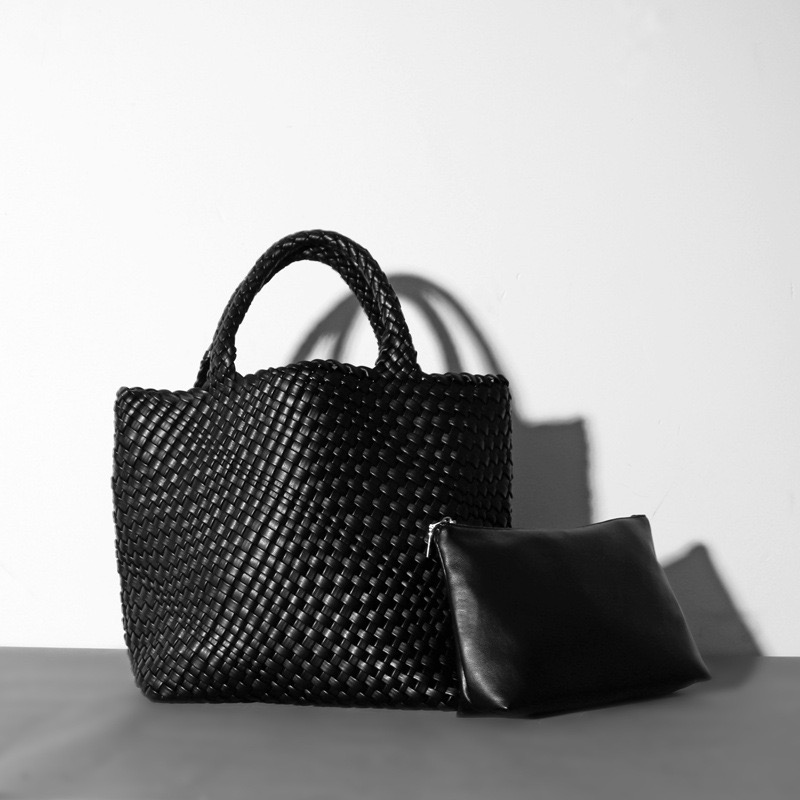 Queenoris Woven Bag for Women Vegan Leather Tote Bag Large Summer Beach Travel Handbag and Purse Retro Handmade Shoulder Bag 015
