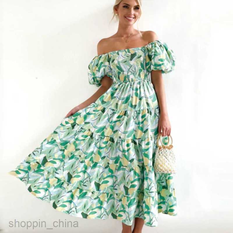 Casual Dresses for Woman New Women's Bohemian Printed One Shoulder Vacation Style Sexy Loose fitting Dress