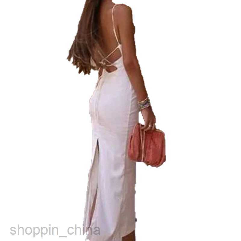 Basic Casual Dresses for Woman Summer New Women's Style Commuting Strap Open Back Design Mid length Women's Dress