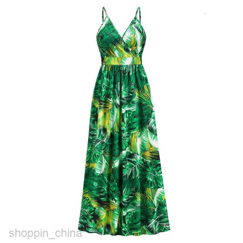 Basic Casual Dresses Women Women's new Bohemian print dress sexy V-neck sling dress