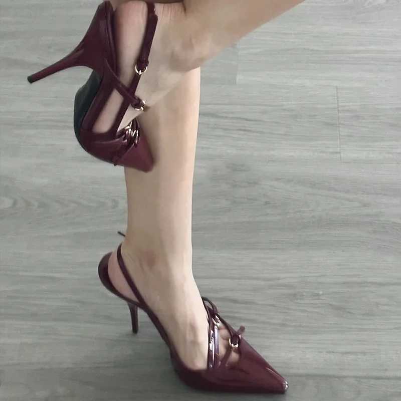 Sandals 2024 Summer Sexy High Heel Womens Sandals New Pointed Dress Party Shoes Fashion Outdoor Walking Pump Womens Shoes XW6.5