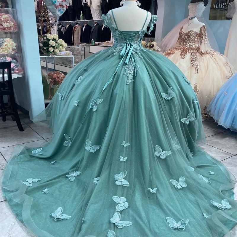 Gorgeous Quinceanera Dresses for 15 Year Ball Gown Sexy Sweetheart Neck Off the Shoulder Lace Bow Beads Tull Long Party Dress