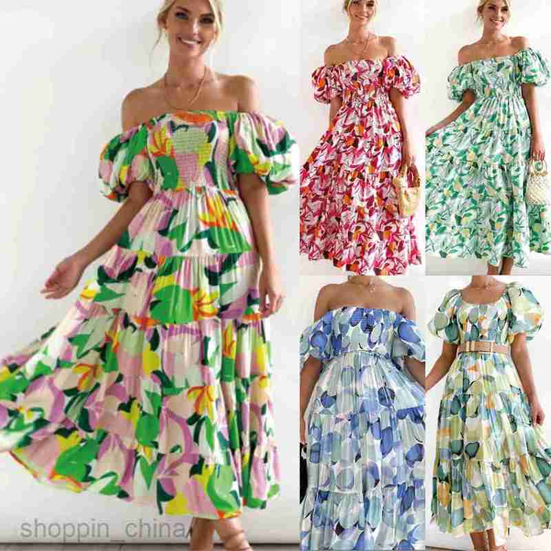 Casual Dresses for Woman New Women's Bohemian Printed One Shoulder Vacation Style Sexy Loose fitting Dress