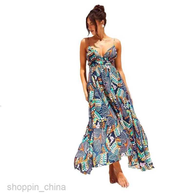 Basic Casual Dresses Women summer new sexy suspender strapless sleeveless printed dress for women's mid length dress