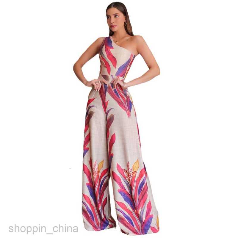 Basic Casual Dresses Women New Women's Fashion One Shoulder Printed Sleeveless Dress Sexy Slim Fit Long Dress Women's Spring