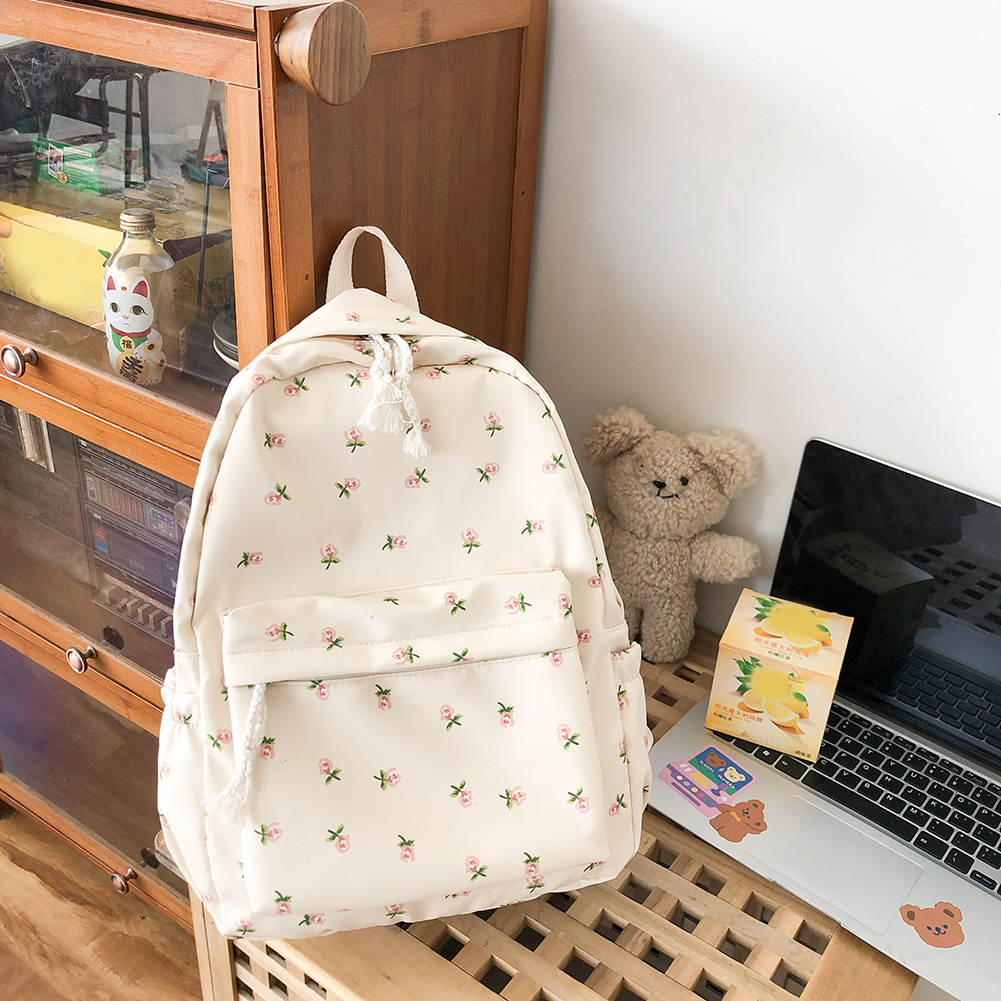 Ladies Floral College Rucksack Large Capacity Students Schoolbag Women Travel Laptop Backpack Japanese Aesthetic Teenage Bookbag H7.1#20.79 ddmymoon