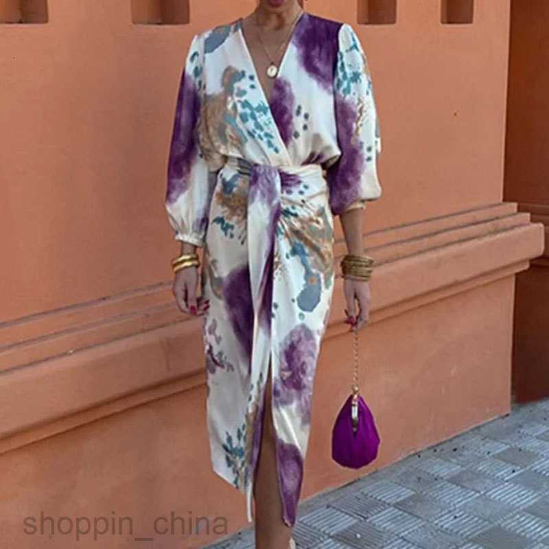 Basic Casual Dresses for Woman Summer Women's Unique V-neck Long sleeved Sexy Split Mid length Dress Two Piece Set