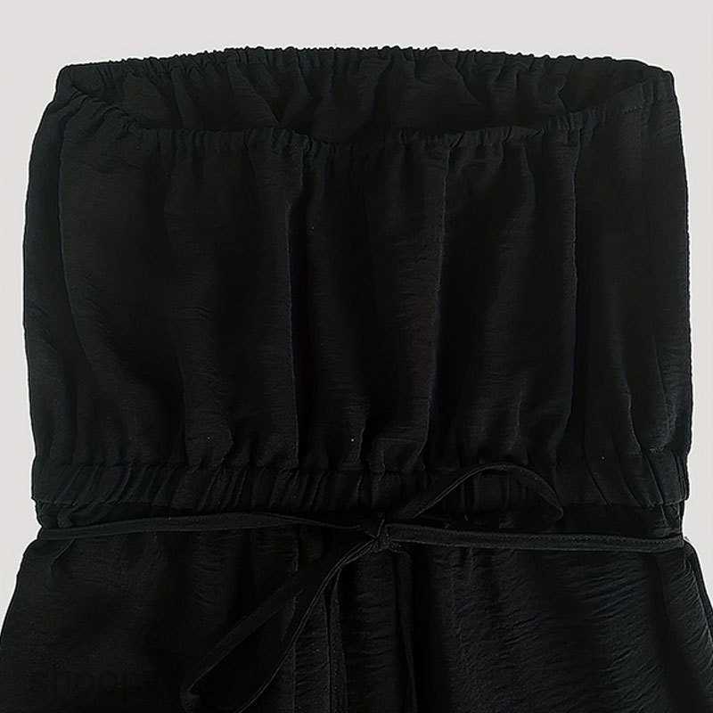 Basic Casual Dresses for Woman Solid color loose top, elastic waist, split waistband, wide leg jumpsuit, commuting casual pants for women, pants for w