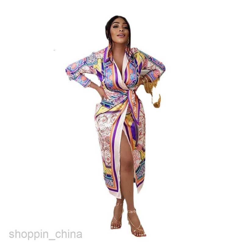 Basic Casual Dresses Women Spring New Style Women's Printed Long sleeved Shirt Dress