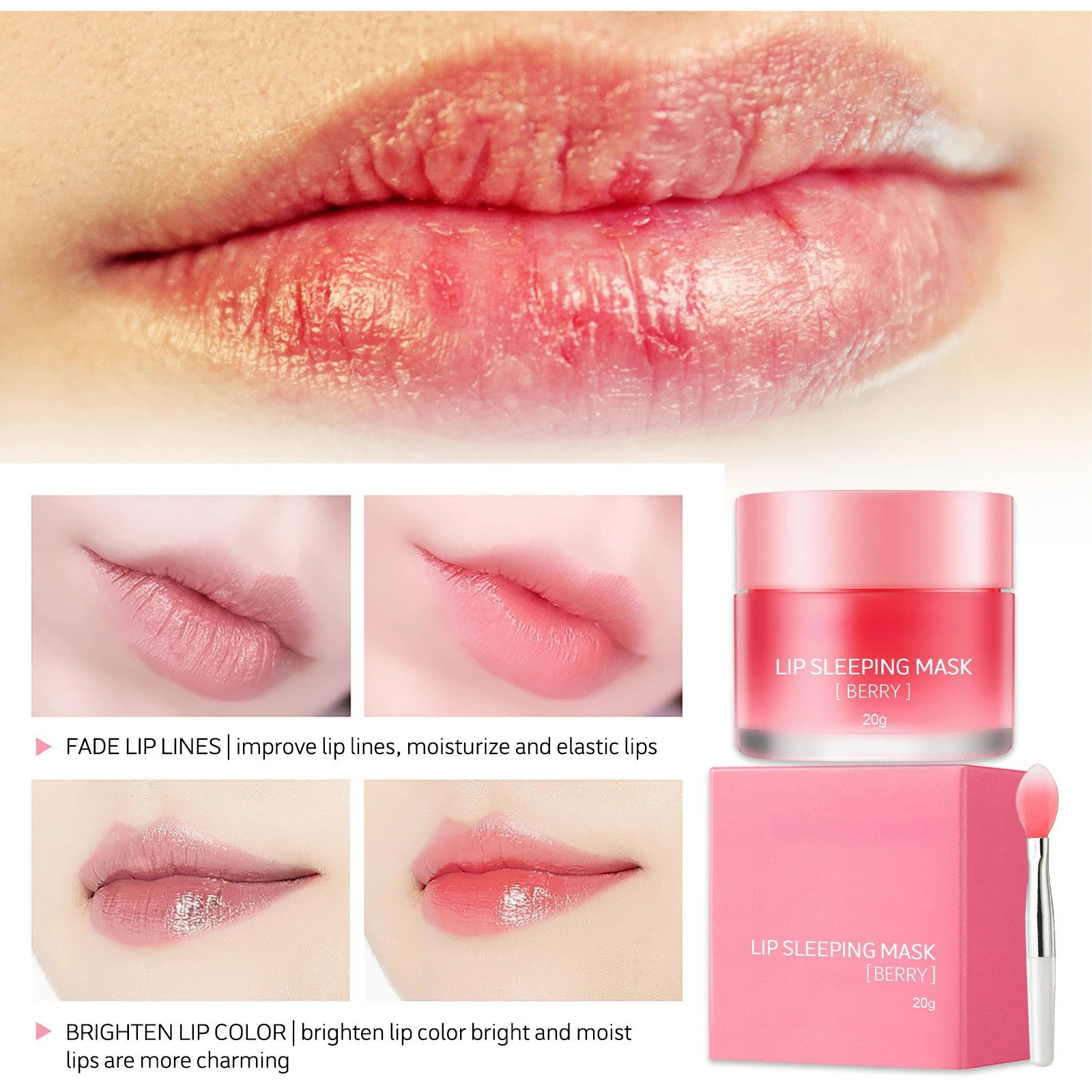 Berry Lip Sleeping Mask Nourish Moisturizing Night Sleep Balm Oil Anti-chapped Fade Lips Lines Exfoliating Plump Lip Care 240624