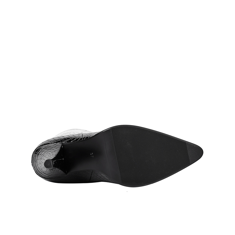 Women's New Sexy European And American Pointed Snake Patterned Plaid Heel Large Knee High Western Boots