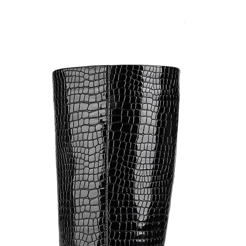 Women's New Sexy European And American Pointed Snake Patterned Plaid Heel Large Knee High Western Boots