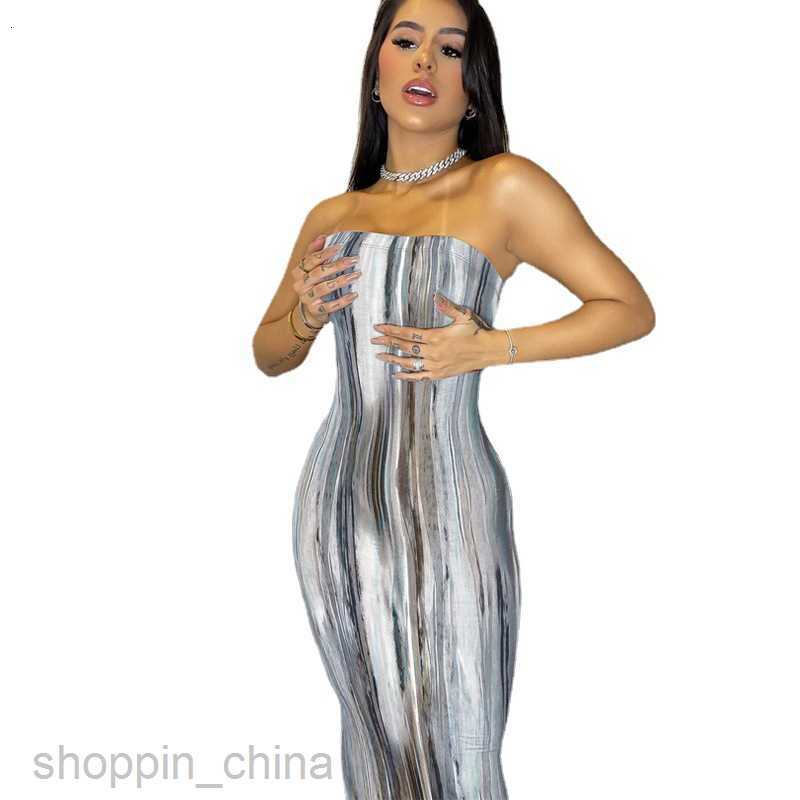 Basic Casual Dresses Women TEMU Large Women's Spring/Summer Colorful Tie Dyed Shoulder Wrapped Chest Dress