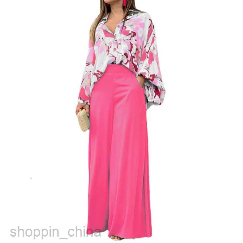 Women's Two Piece Sets Pants Women's summer printed shirt style temperament pants fashion casual set