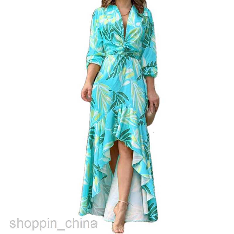 Basic Casual Dresses for Woman Trendy Women's Wear Fashion Print Lace up Elegant Split Dress