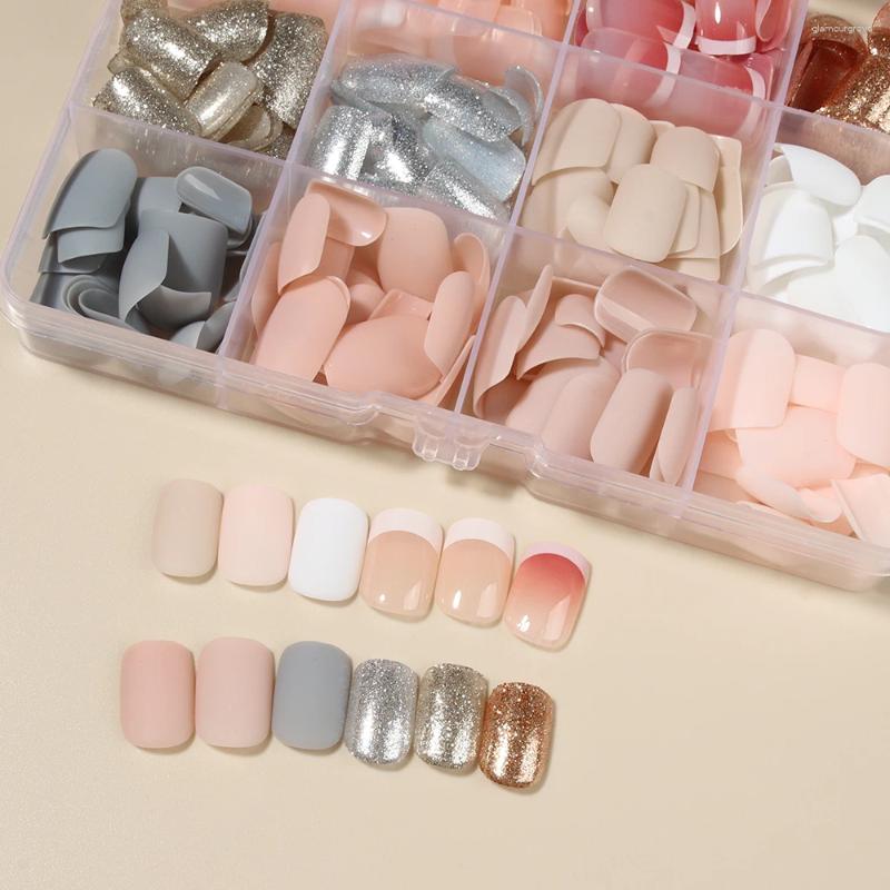 False Nails 288pcs Short Square Nail 12-color Fake Set Press Type Acrylic For Women And Girls Daily Wear