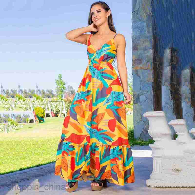 Basic Casual Dresses Women Summer New Women's Open Back Dress Slimming Waist Long Dress Elegant Split Strap Dress