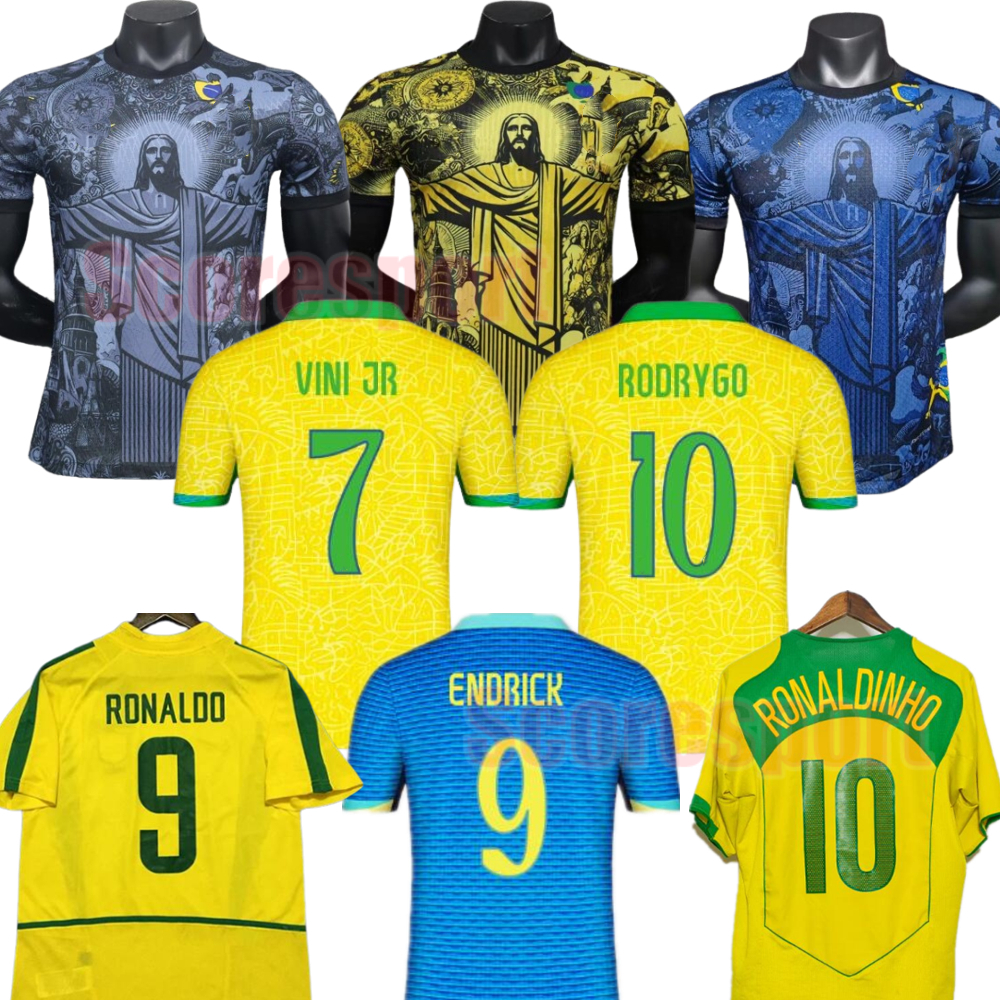 2024 bRAZILS soccer jerseys 24 25 jesus Christ the Redeemer Football Kit Special concept Shirts ENDRICK RODRYGO VINI JR Vintage R.CARLOS ADRIANO shirt Retro Kids Kit