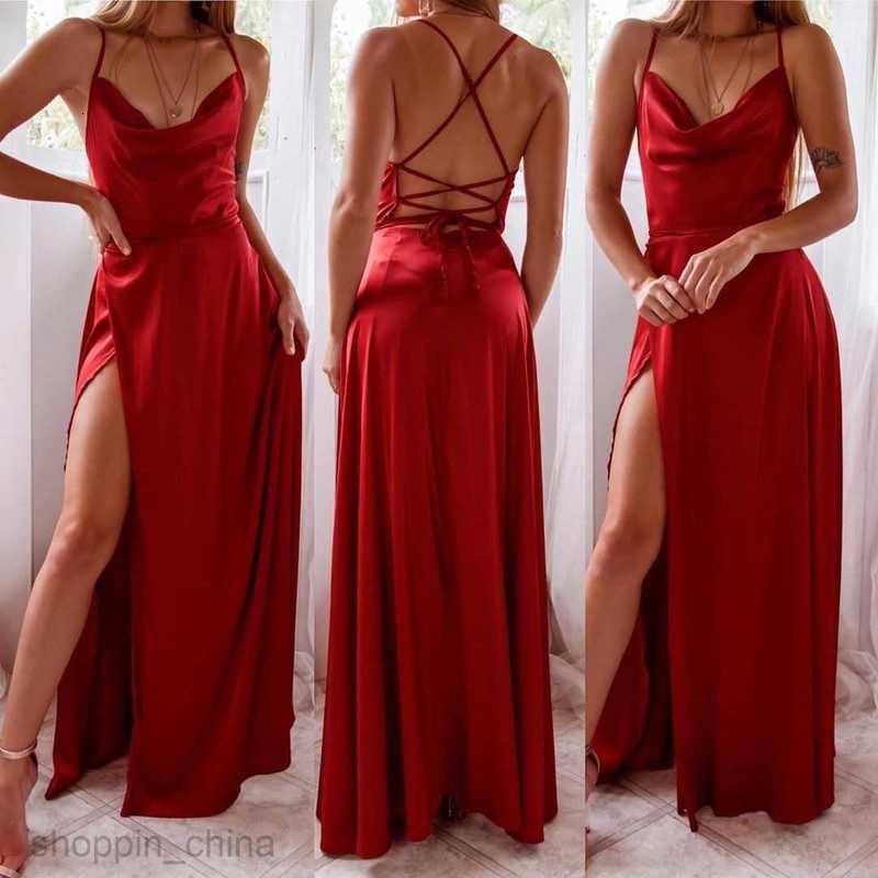Casual Dresses for Woman New Women's Wear Sexy Slimming Slim Fit Open Back Suspended Waist Dress Long Dress