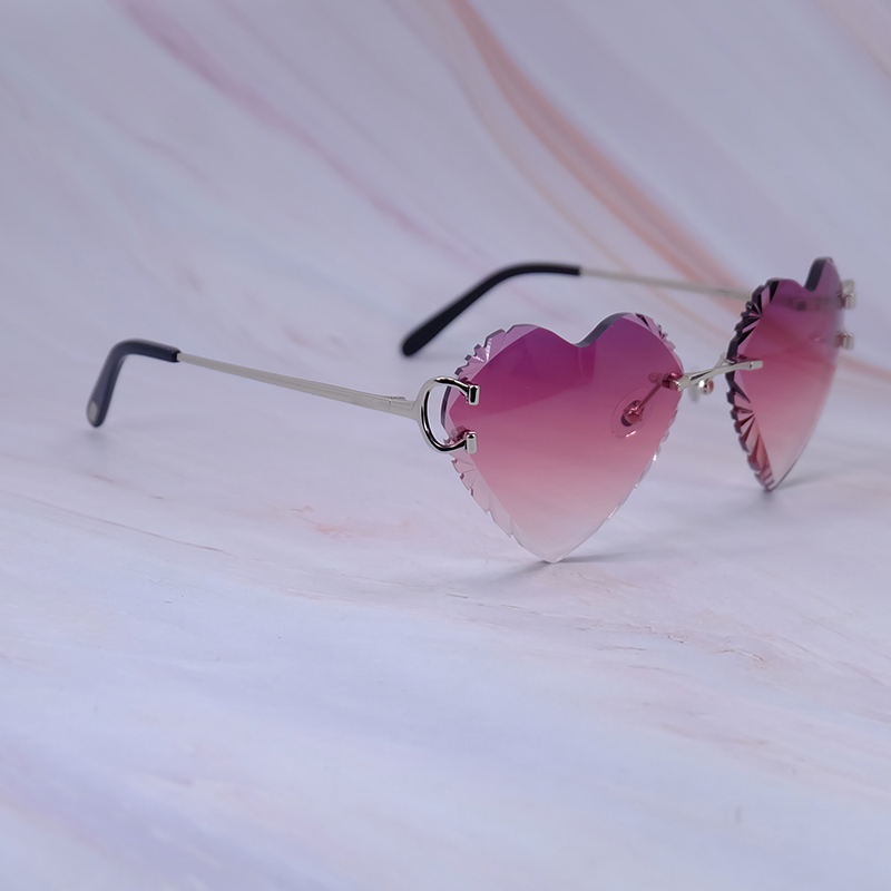 Heart Shape Sunglasses Dia Cut Wire C Designer Rimless Carter Vintage Sun Glasses Mens Decoration 828 Sier Good quality