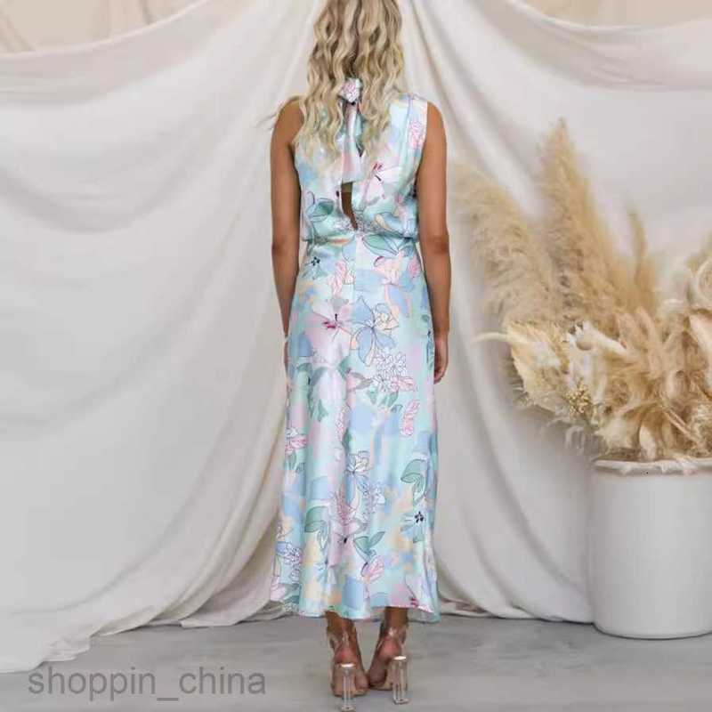 Basic Casual Dresses Women mature temperament women's sleeveless strapless printed satin dress