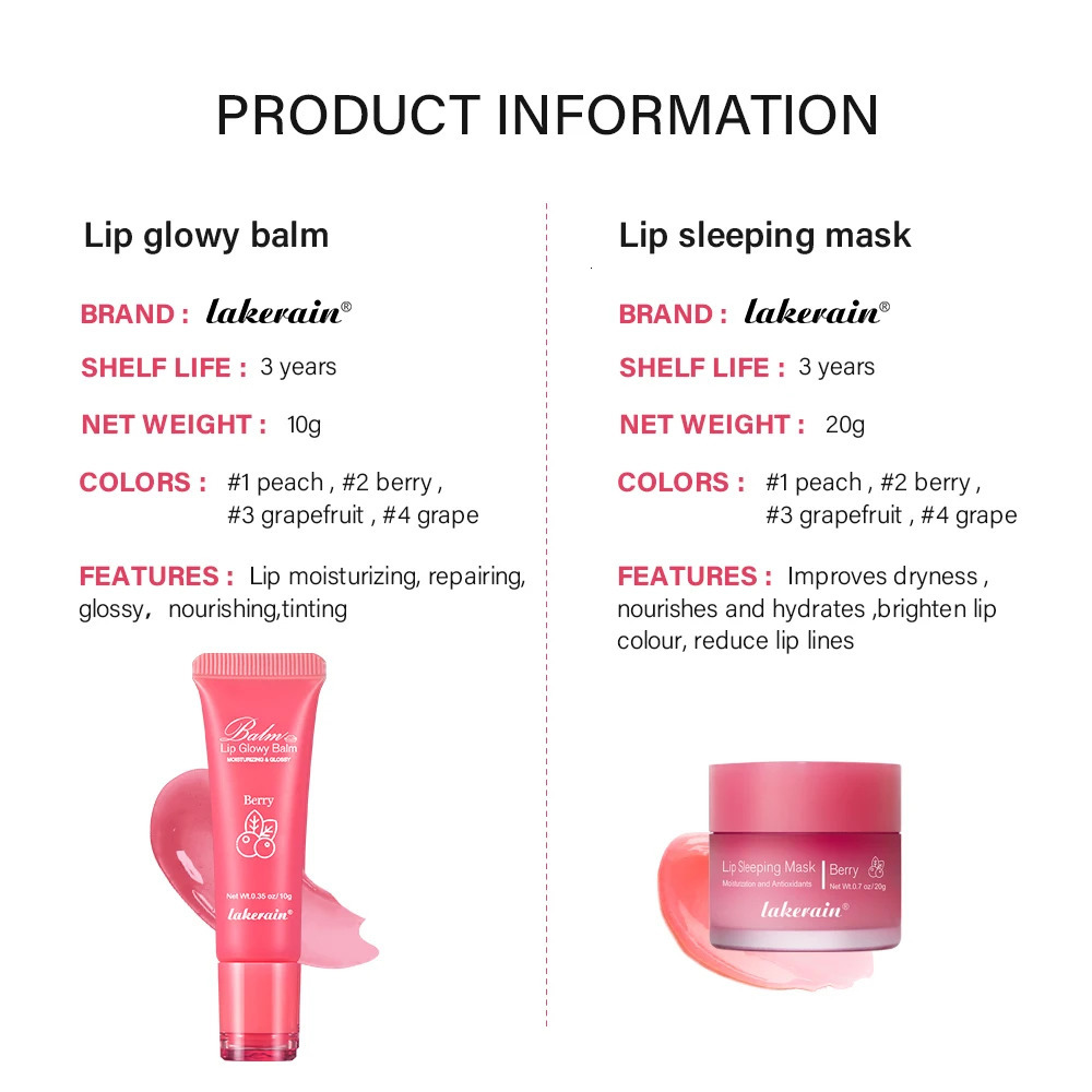 Moisturizing Lip Care Kit Lip Glowly Balm Sleeping Lip Mask Deep Hydrate Night Sleep Mask Reduce Lip Lines Remove Dead Skin 240624
