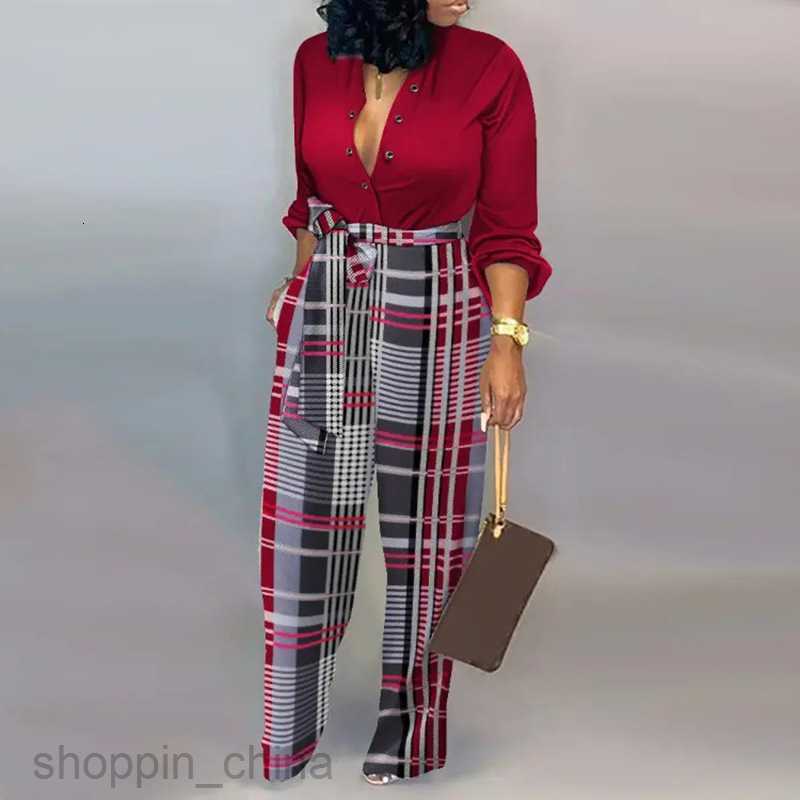 Women's Two Piece Sets Pants Summer new women's loose printed high waisted casual straight jumpsuit