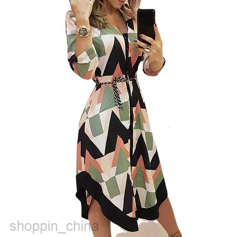 Basic Casual Dresses for Woman Women's summer new mid length skirt with printed plaid collar and tie up dress