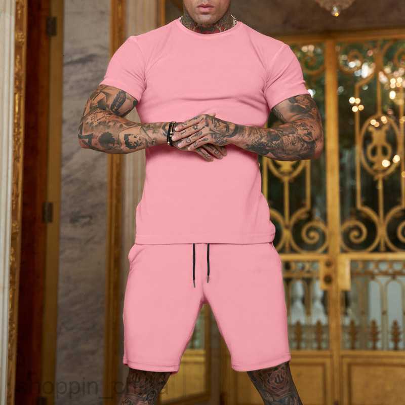 Men sport Tracksuits Fashion sportswear New Solid Short sleeved Shorts Sports Set Summer Men's Set Printable Logo