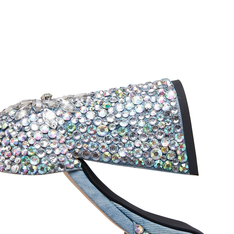 Women's New Spring/Summer Open Toe Waterproof Platform Denim Water Dia High Heel Large Fish Mouth Sandals 241109