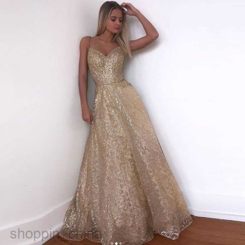 Basic Casual Dresses Women Spring/Summer Women's Long Skirt Sleeveless Deep V Sprinkled Gold Sexy Hanging Strap Large Swing Dress