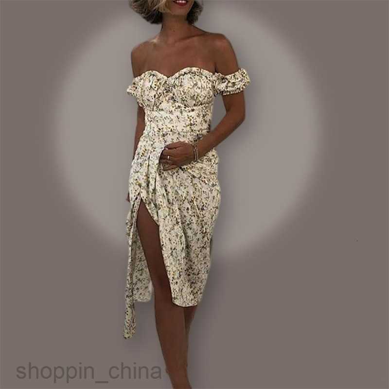 Basic Casual Dresses for Woman Summer New Women's Elegant Slim Fit Fragmented Flower Mature Style High Waist Printed Dress