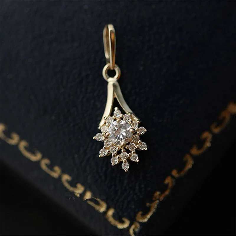 Pendant Necklaces 925 Sterling Silver Pav Crystal Magnolia Flower 14k Gold Plating Clavicle Chain Necklace Women Vintage Palace Style Jewelry