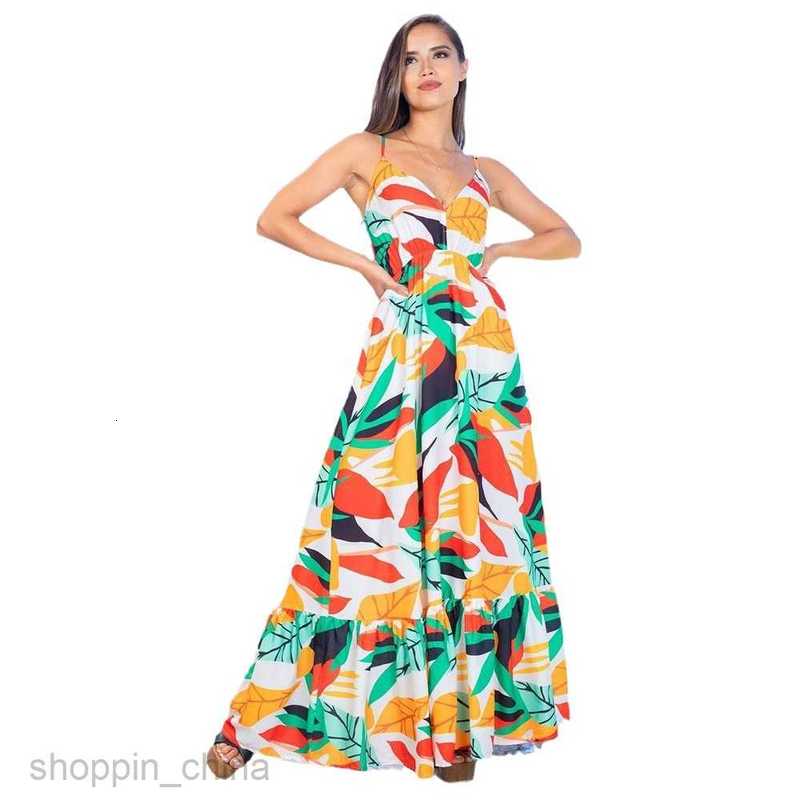 Basic Casual Dresses Women Summer New Women's Open Back Dress Slimming Waist Long Dress Elegant Split Strap Dress