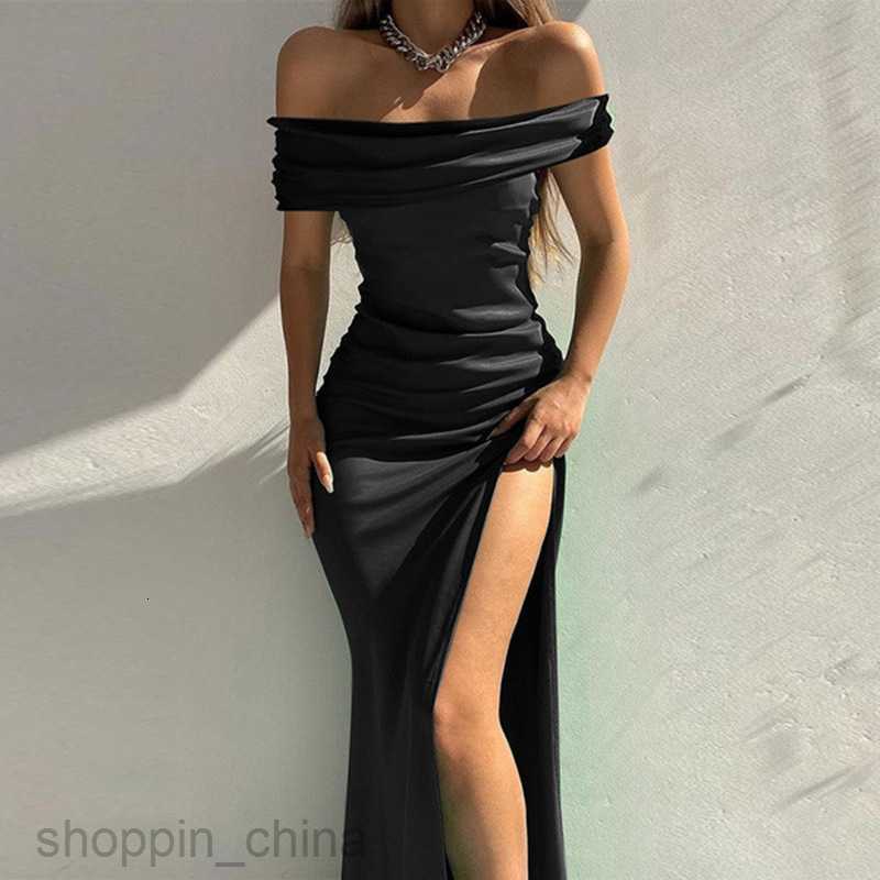 Basic Casual Dresses Women New Skinny Dress Women's Solid Sleeveless Mid length One Neck Dress Sexy Evening Dress
