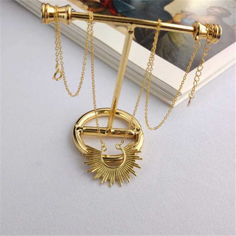 Pendant Necklaces S925 Sterling Silver Simple Golden Sunlight Irregular Pendant Necklace Wedding Party Jewelry Accessories Friendship Gift