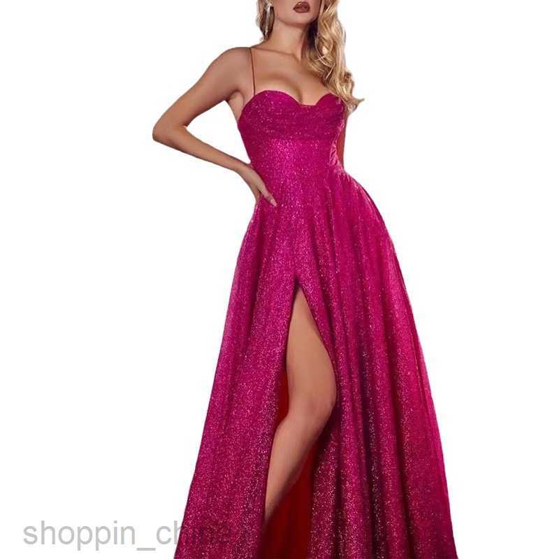 Basic Casual Dresses Women New Women's Long Dress Sleeveless Bra Sprinkled Gold Sexy suspender Large hem Dress