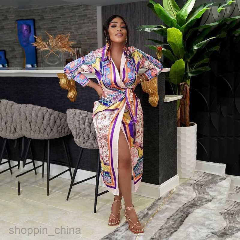 Basic Casual Dresses Women Spring New Style Women's Printed Long sleeved Shirt Dress