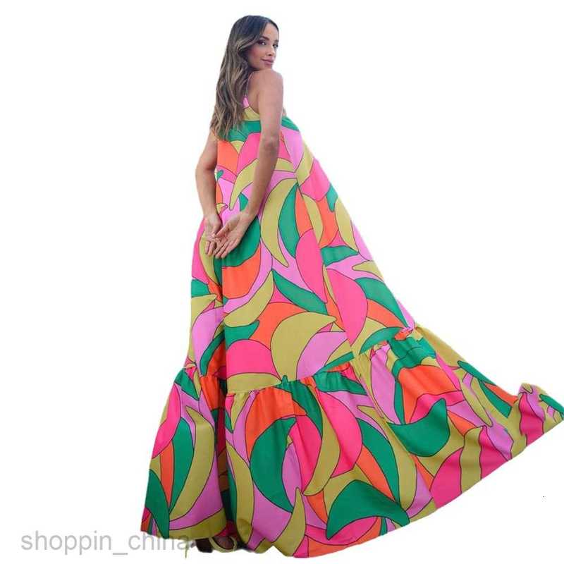 Casual Dresses for Woman New Spring/Summer Women's Deep V Open Back Dress Bohemian floral camisole long skirt