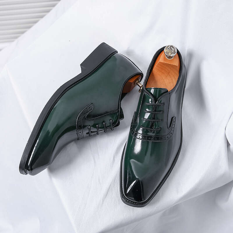 Mens Patent Men's Pointed Oxford Wedding Leather Dress Green Gentleman Office Man Shoes