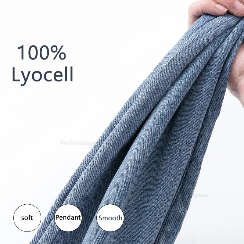Summer 100 Lyocell Cozy Jeans Men Soft Fabric Elastic Waist Denim Trousers Male Clothes Korea Baggy Straight Casual Pants 240626