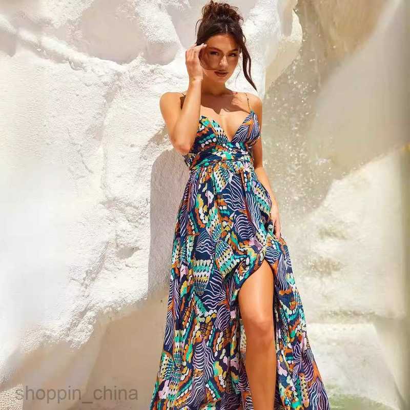 Basic Casual Dresses Women summer new sexy suspender strapless sleeveless printed dress for women's mid length dress