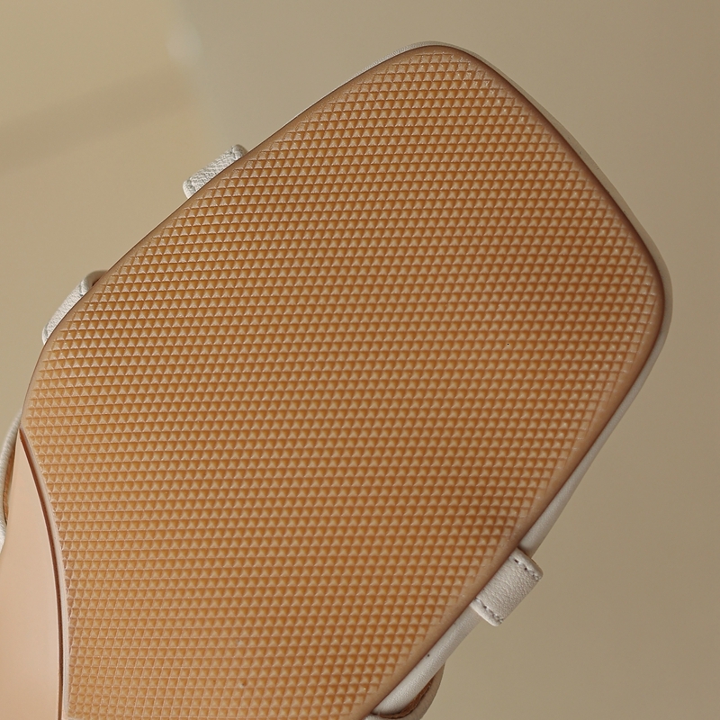 Women's New Spring And Summer Square Head Leather Sheepskin Elastic Buckle High Heel Large Open Toe Sandals