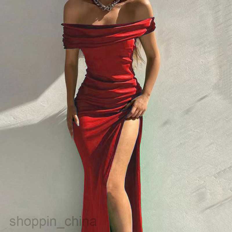 Basic Casual Dresses Women New Skinny Dress Women's Solid Sleeveless Mid length One Neck Dress Sexy Evening Dress