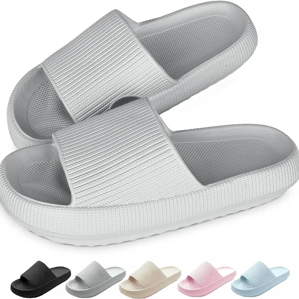 Sliders Cloud Slippers Women MenNon-Slip Mens Womens Slippers Cloud Sliders Soft Flip Flops with Thick Sole for Shower Bathroom 240701